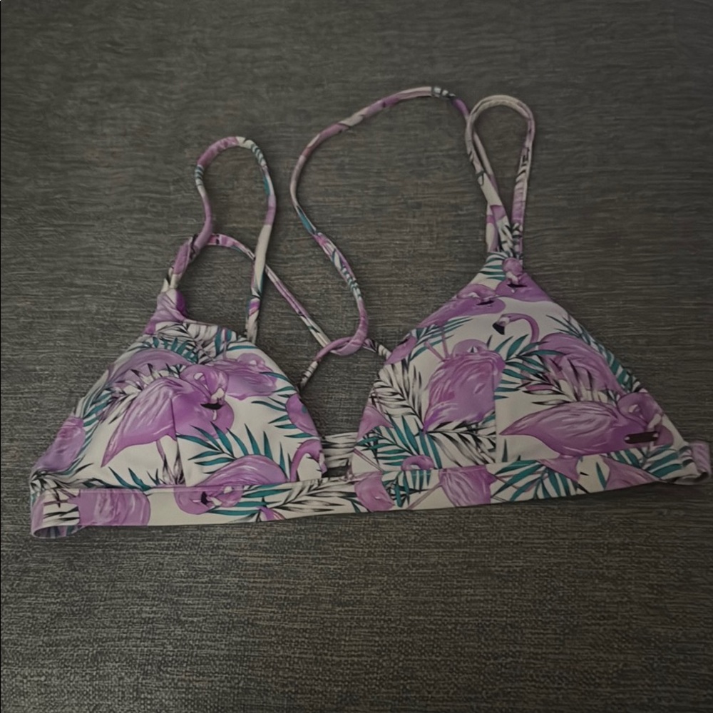 Purple Flamingo Print Bikini Top bikini top